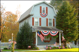 House decorated with 3x6-feet Pleated Bunting